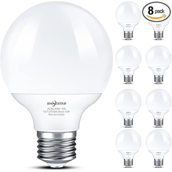 8-Pack Vanity Light Bulbs for Bathroom 60 Watt, Warm White 2700K, G25 LED Globe - Picture 7 of 7